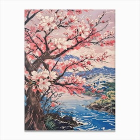 Cherry Blossoms By The River Canvas Print