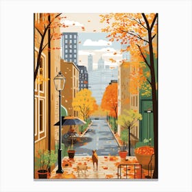New York In Autumn Fall Travel Art 2 Canvas Print