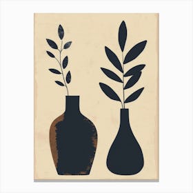 Two Vases With Leaves 5 Canvas Print