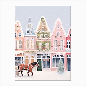 Amsterdam Travel Christmas Painting Street Canvas Print