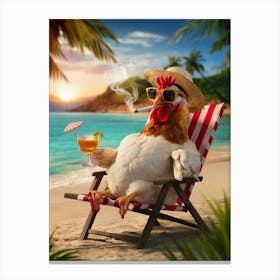 Chicken On The Beach Canvas Print