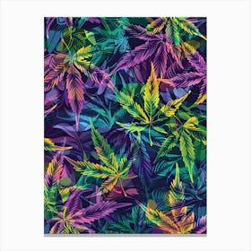 Neon Cannabis Night Canvas Print