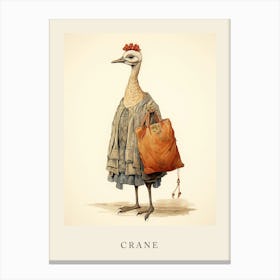 Beatrix Potter Inspired  Animal Watercolour Crane 4 Canvas Print