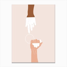 Two Hands Reaching For Something Canvas Print