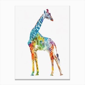 Colourful Watercolour Style Giraffe Portrait 2 Canvas Print