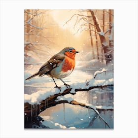 Robin In The Snow 3 Canvas Print