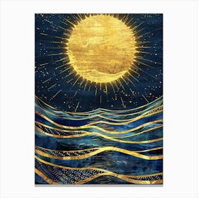 Golden Sun Over The Ocean Canvas Print