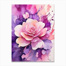 Watercolor Rose Painting Canvas Print