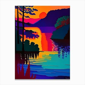 Lake And Tree Sunset Canvas Print