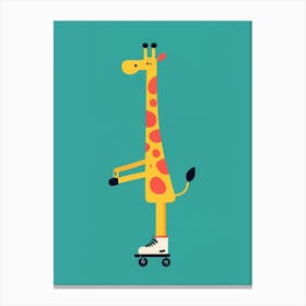 Rollerskating Giraffe 1 Canvas Print