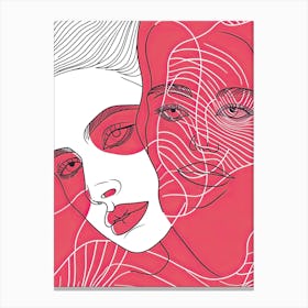 Simplicity Pink Lines Woman Abstract 1 Canvas Print