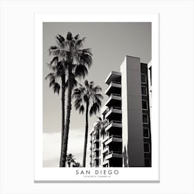 Poster Of San Diego, Black And White Analogue Photograph 2 Canvas Print