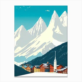 Kitzsteinhorn 2, Austria Midcentury Vintage Skiing Poster Canvas Print