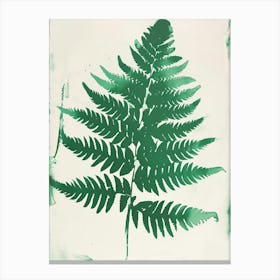 Green Ink Painting Of A Golden Leather Fern 3 Canvas Print