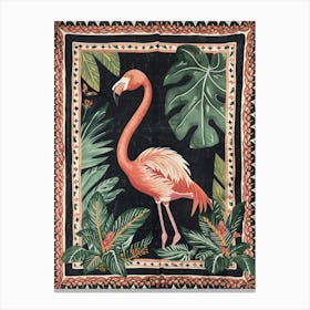 Greater Flamingo And Philodendrons Boho Print 3 Canvas Print