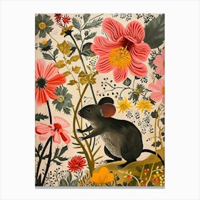 Floral Animal Painting Mouse 4 Canvas Print