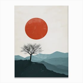 Sunset In The Mountains, Minimalism 2 Canvas Print