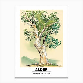 Alder Tree Storybook Illustration 3 Poster Canvas Print