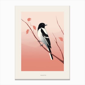 Minimalist Magpie 5 Bird Poster Canvas Print