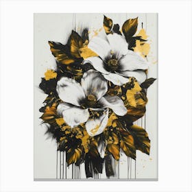 Gold And White Flowers 2 Canvas Print