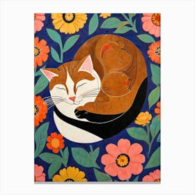 Cat In Flowers 1 Canvas Print