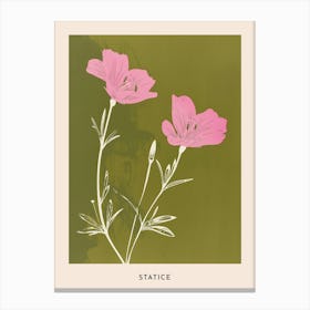 Pink & Green Statice 1 Flower Poster Canvas Print