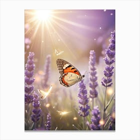 Butterfly On Lavender Flowers Canvas Print