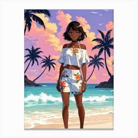 Girl On The Beach Canvas Print