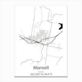 Morwell,Australia Minimalist Map Canvas Print