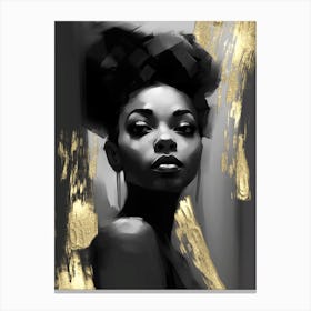 Black Girl with Gold Abstract 14.1 Canvas Print