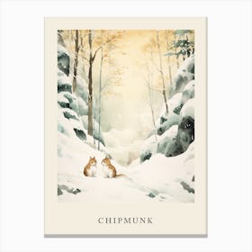 Winter Watercolour Chipmunk 3 Poster Canvas Print