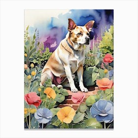 Dog In The Garden Canvas Print