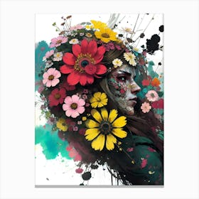 Girl With Flowers On Her Head 2 Canvas Print