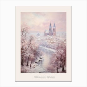 Dreamy Winter Painting Poster Prague Czech Republic 2 Canvas Print