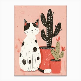 Cat And Cactus Canvas Print