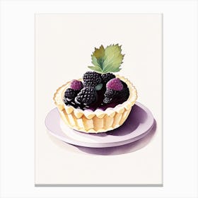 Blackberry Cobbler Dessert Retro Minimal Flower Canvas Print