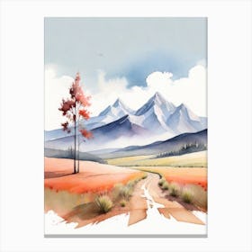 Tranquil Mountains In Minimalist Watercolor Vertical Composition 33 Canvas Print