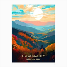 Great Smokey National Park Travel Poster Illustration Style 3 Canvas Print