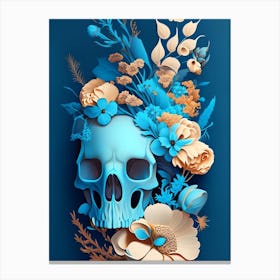 Animal Skull Blue 1 Vintage Floral Canvas Print