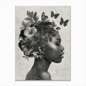 Black Woman With Butterflies Canvas Print