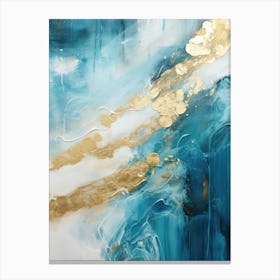 Gold And Blue Abstract Painting 3 Canvas Print