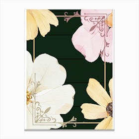 Dark Green Floral Canvas Print