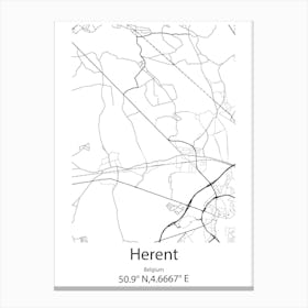 Herent,Belgium Minimalist Map Canvas Print