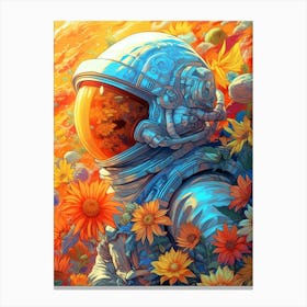 Astronaut In Flowers 1 Canvas Print