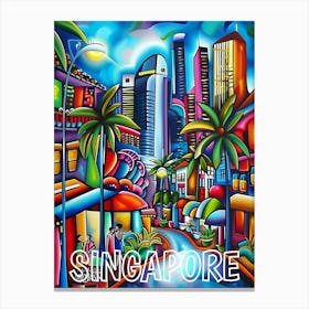 Singapore Cityscape, Cubism and Surrealism, Typography Canvas Print