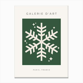 Christmas Snowflake Green Canvas Print