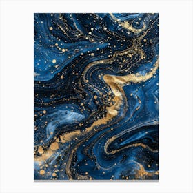 Blue Gold Swirls Abstract Painting Canvas Print