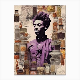 Afro Collage Portrait  Spicy Purple  Canvas Print