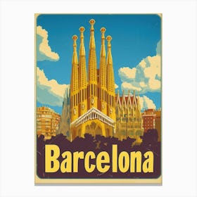 Aihrgdesign A Vintage Travel Poster Of Barcelona 2 Canvas Print