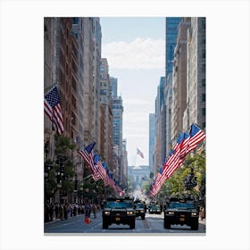 A Veterans Day Parade In The Heart Of An American City Jubilant Faces Lining The Sidewalks As Milit (5) Canvas Print